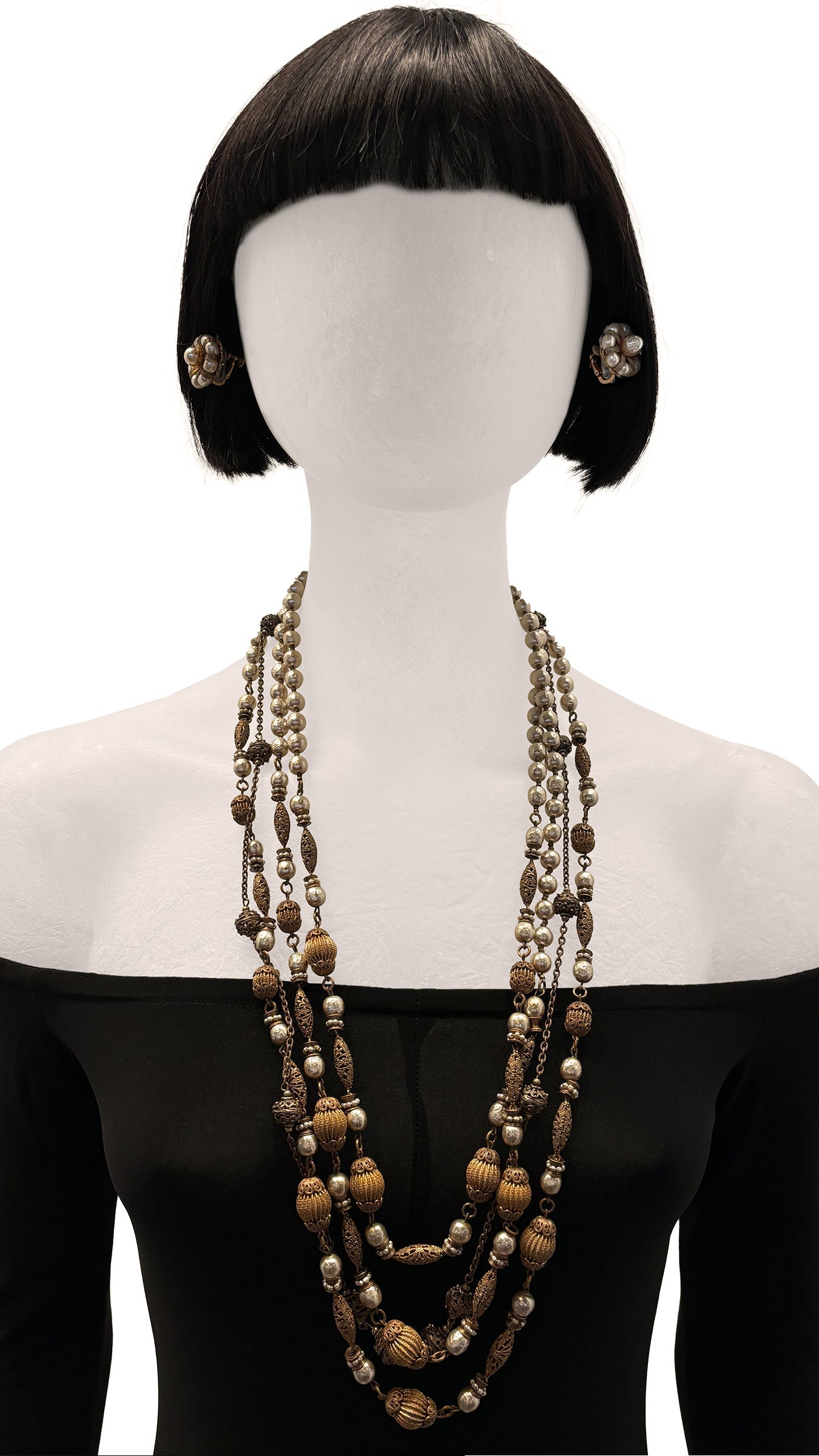 MIRIAM HASKELL LAYERED BEADED NECKLACE AND EARRING SET  | Norma Kamali Women