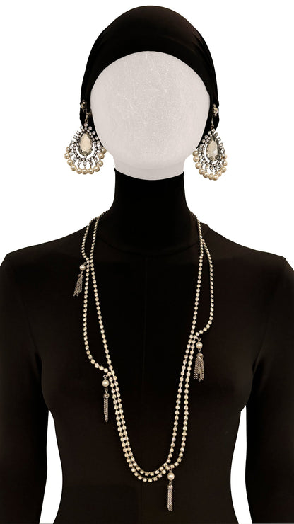 STONE/PEARL EARRINGS AND NECKLACE SET  | Norma Kamali Women