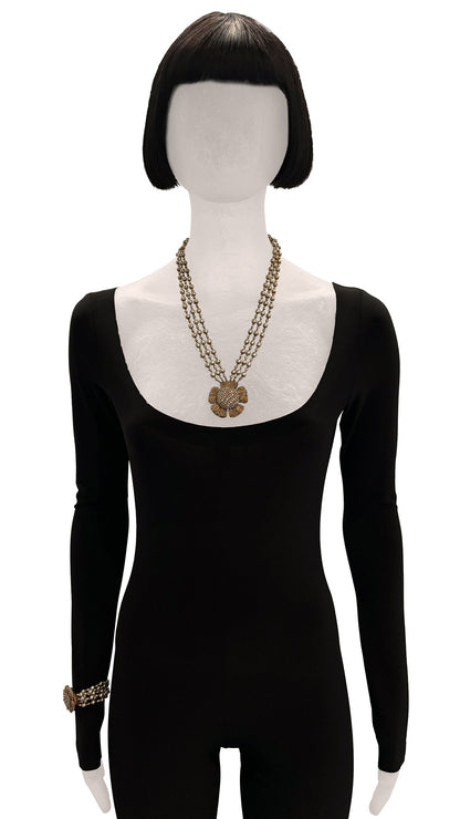 MIRIAM HASKELL BEADED PENDANT NECKLACE AND BRACELET SET  | Norma Kamali Women