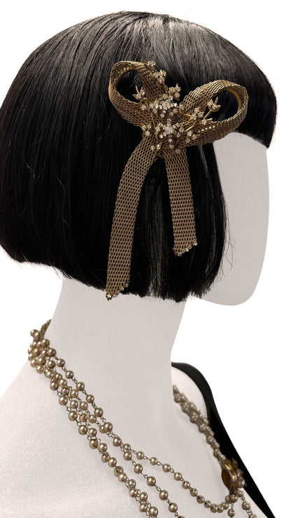 MIRIAM HASKELL STONE/BRASS BOW BROOCH  | Norma Kamali Women
