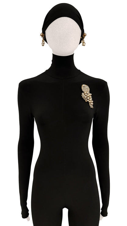 MIRIAM HASKELL BEAD/STONE BROOCH AND EARRINGS SET  | Norma Kamali Women