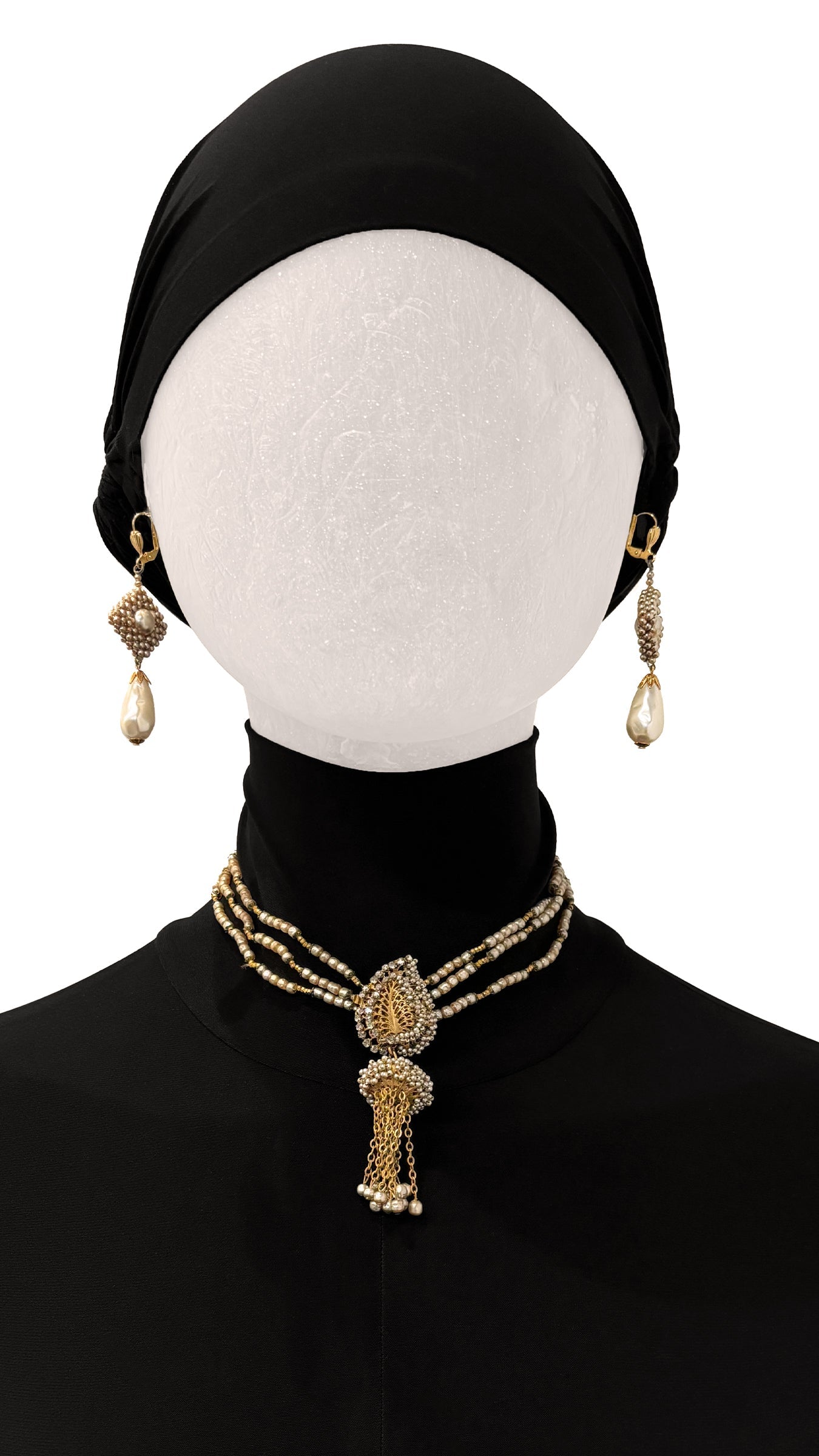 MIRIAM HASKELL BEADED EARRINGS AND DROP NECKLACE SET  | Norma Kamali Women