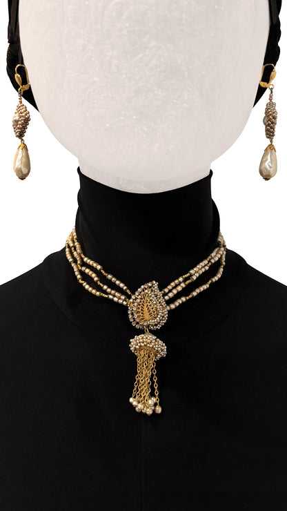 MIRIAM HASKELL BEADED EARRINGS AND DROP NECKLACE SET  | Norma Kamali Women
