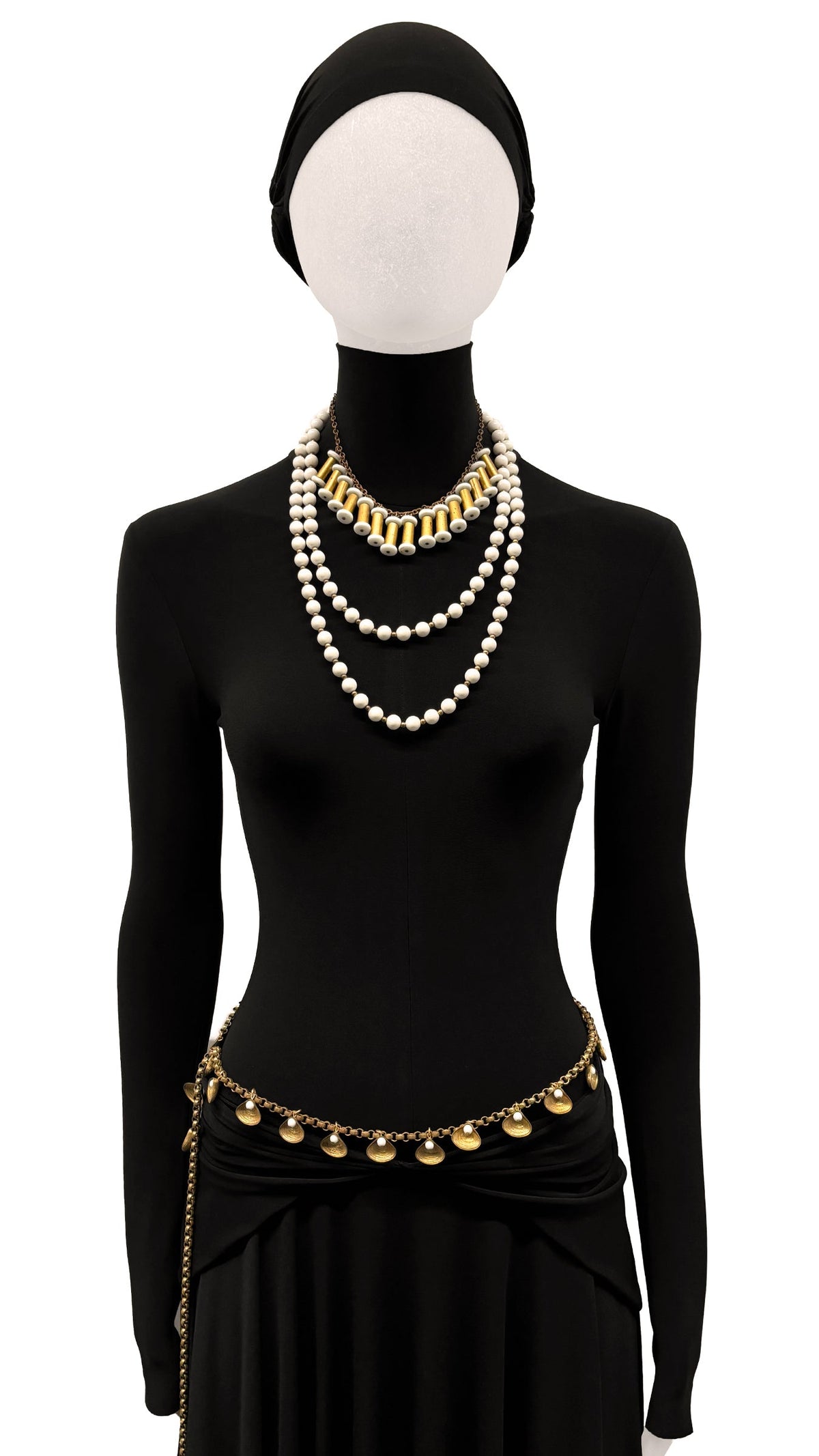 BRASS BOX LINK BODY CHAIN WITH SEASHELL CHARMS  | Norma Kamali Women