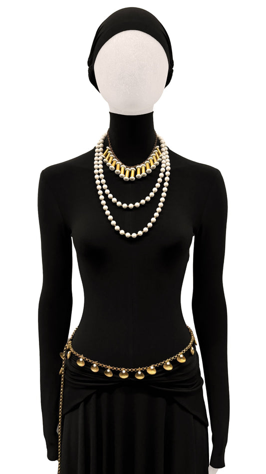BRASS BOX LINK BODY CHAIN WITH SEASHELL CHARMS  | Norma Kamali Women