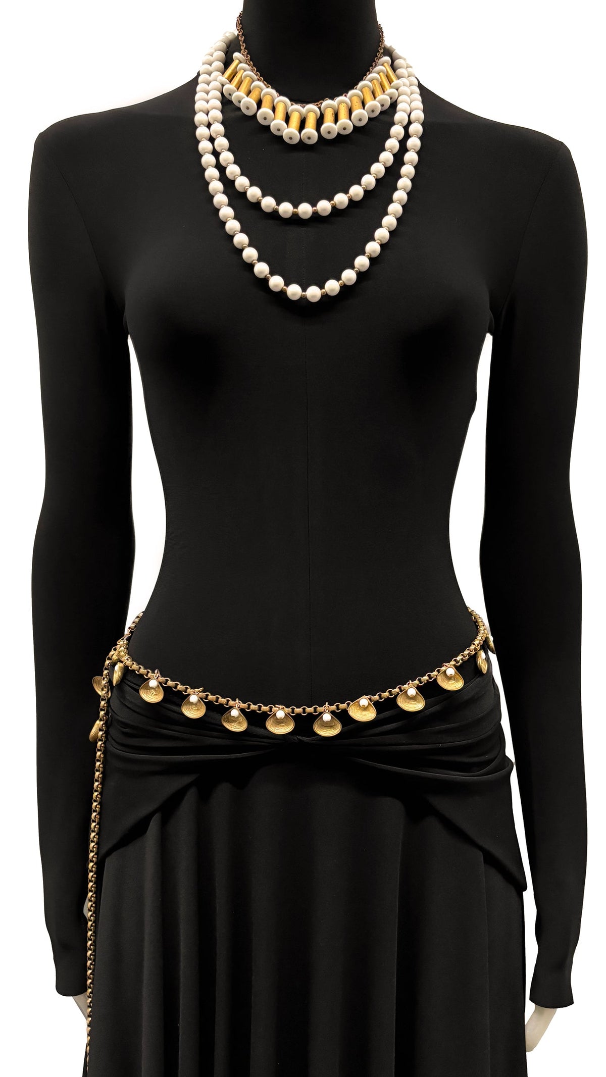 BRASS BOX LINK BODY CHAIN WITH SEASHELL CHARMS  | Norma Kamali Women