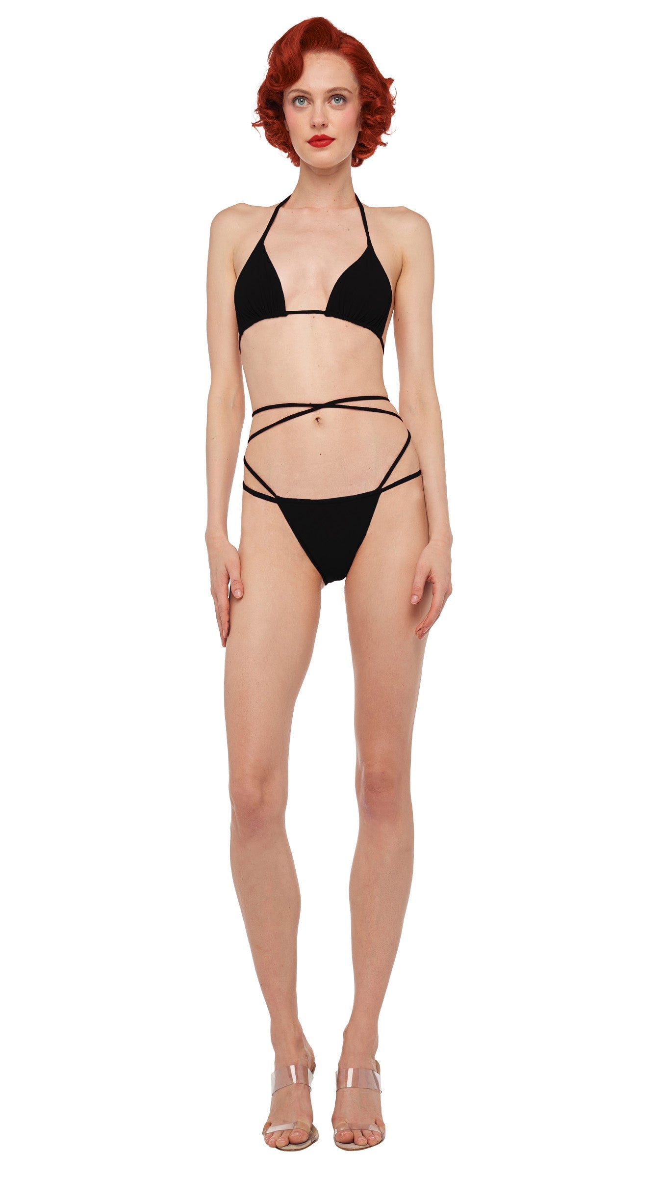 CRISS CROSS BIKINI BRA / BOTTOM Black | Norma Kamali Women