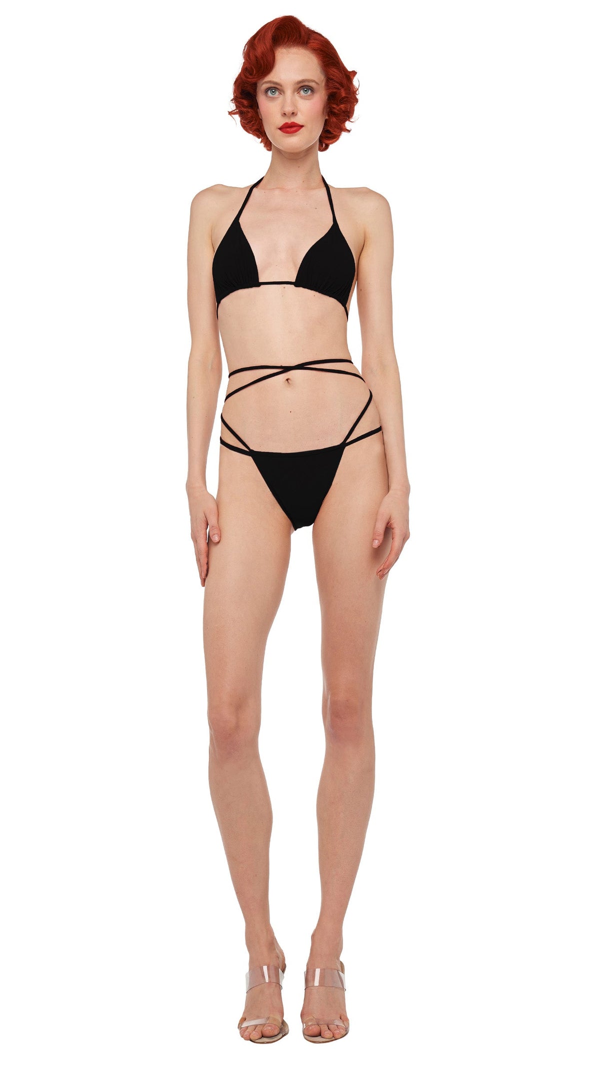 CRISS CROSS BIKINI BRA / BOTTOM Black | Norma Kamali Women