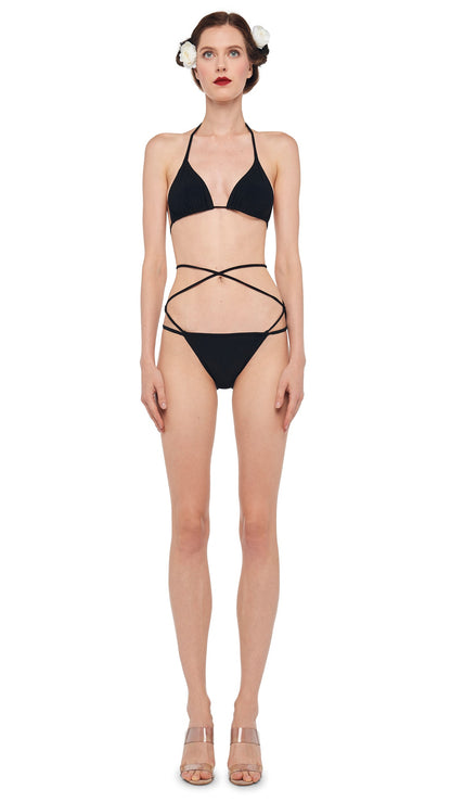 CRISS CROSS BIKINI BRA / BOTTOM Black | Norma Kamali Women