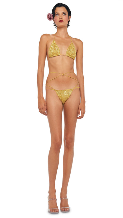 CRISS CROSS BRA / BOTTOM Asparagus | Norma Kamali Women