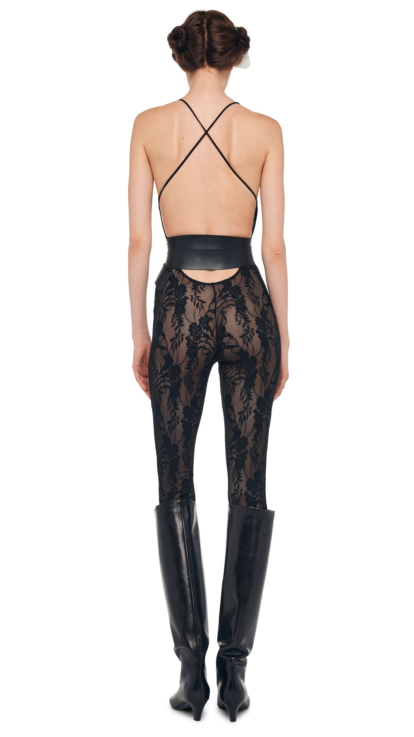 LOW BACK FARA SLIP CATSUIT Black | Norma Kamali Women