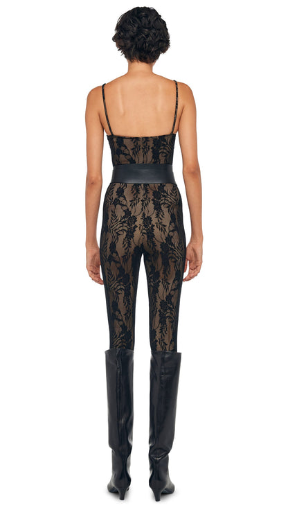 UNDERWIRE CATSUIT Black Stretch Lace/Nude | Norma Kamali Women