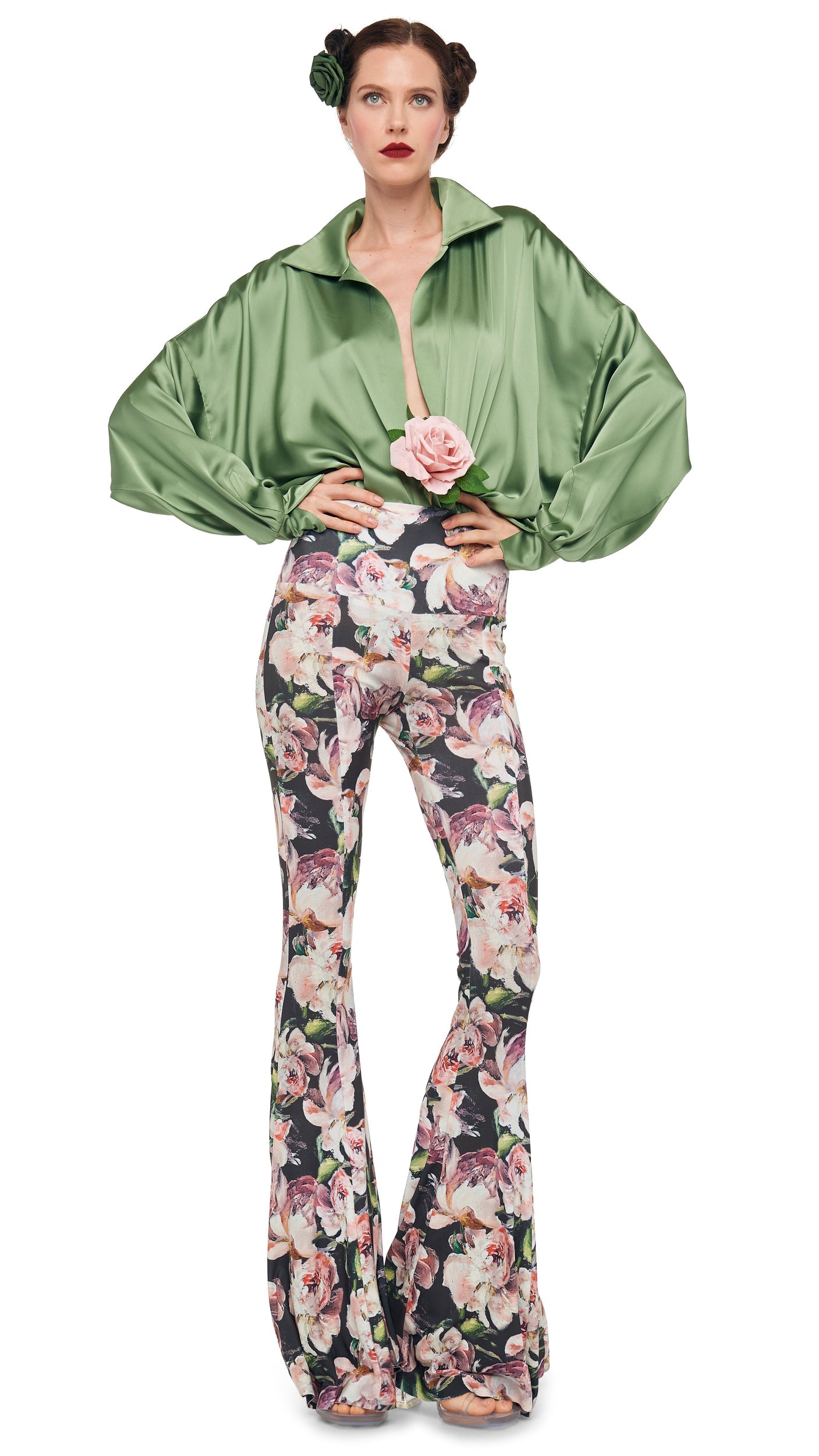 SUPER OS BF NK SHIRT BODYSUIT Vintage Green | Norma Kamali Women