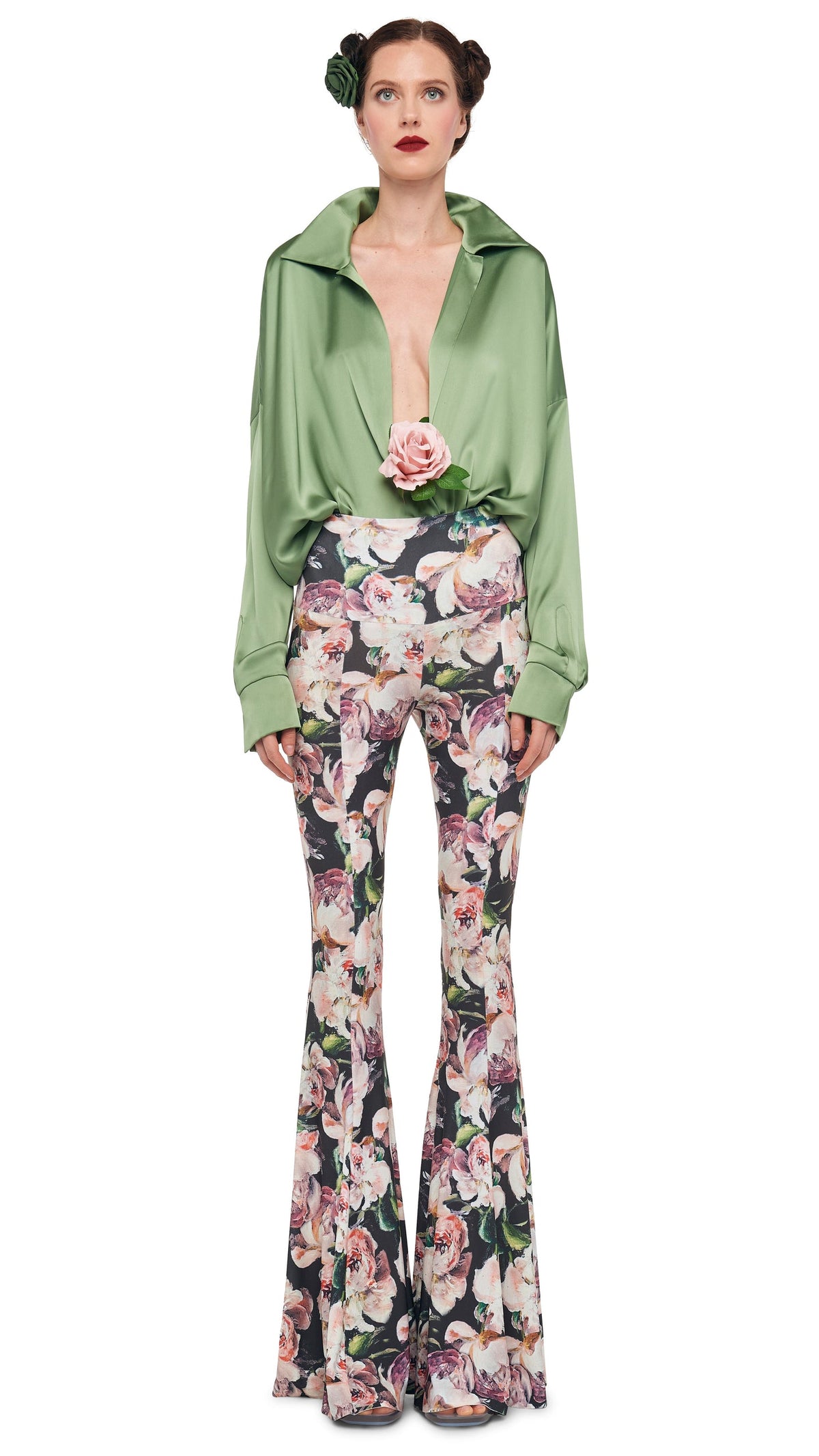 SUPER OS BF NK SHIRT BODYSUIT Vintage Green | Norma Kamali Women