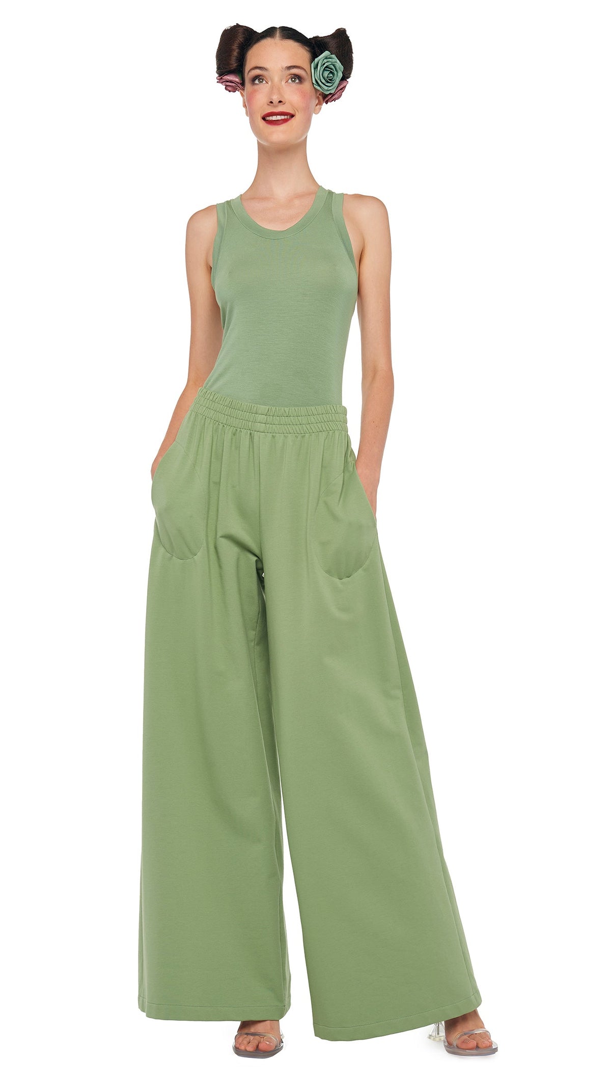 BOYFRIEND ELEPHANT SWEATPANT Vintage Green | Norma Kamali Women