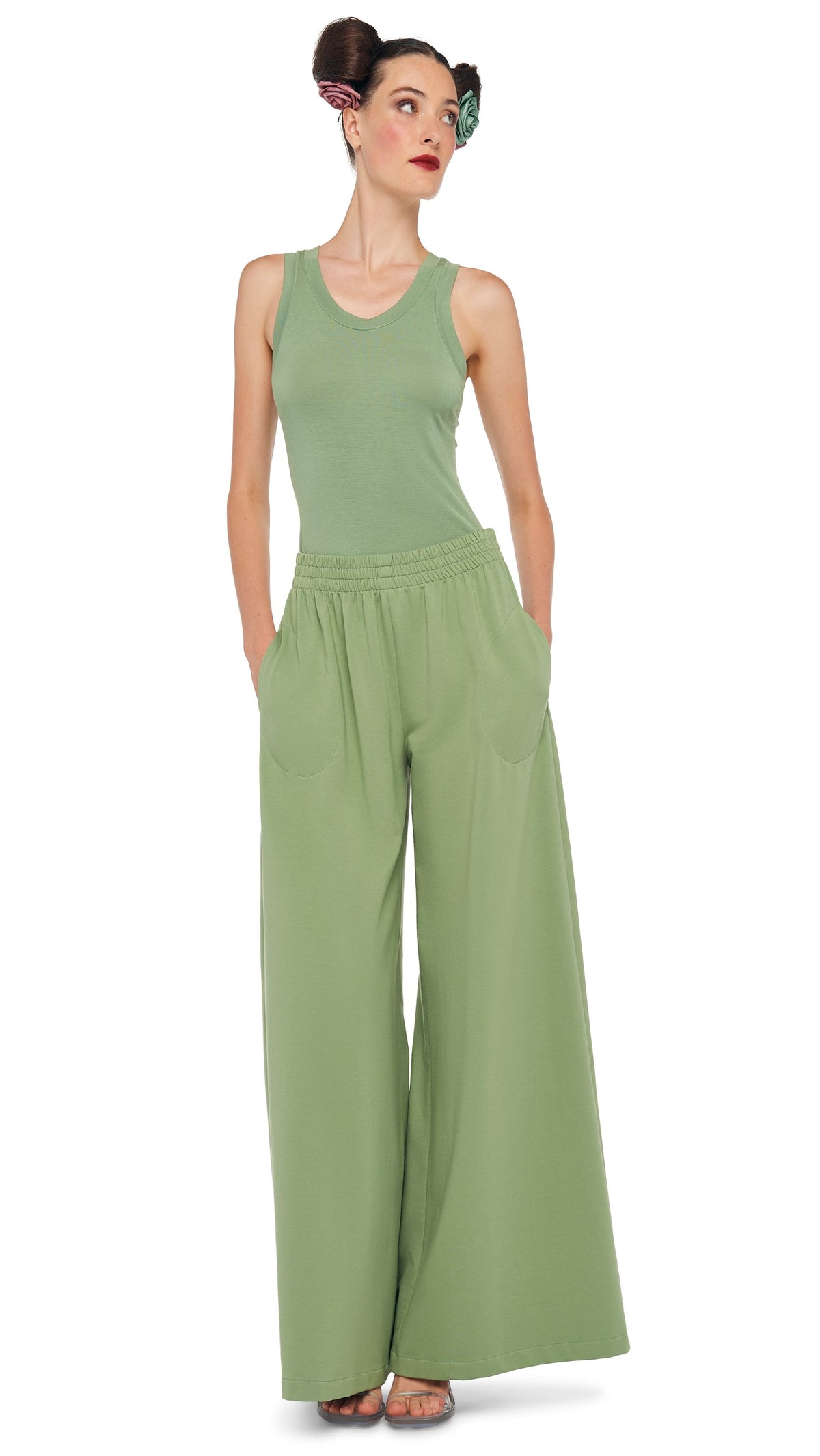 BOYFRIEND ELEPHANT SWEATPANT Vintage Green | Norma Kamali Women