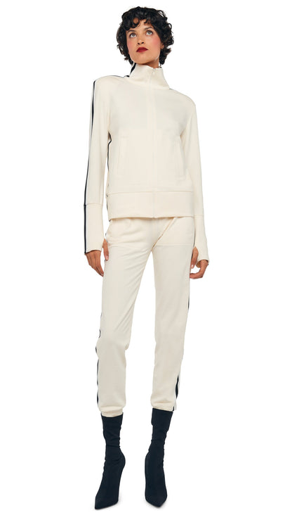 SIDE STRIPE JOG PANT Cream | Norma Kamali Women