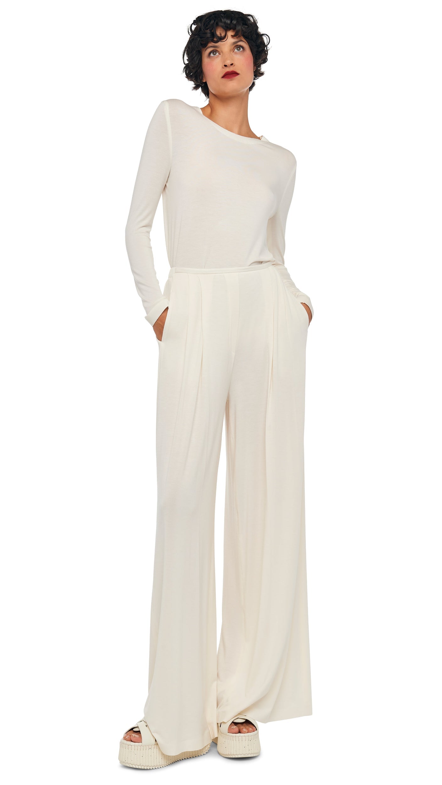 MENS PLEAT PANT Cream | Norma Kamali Women