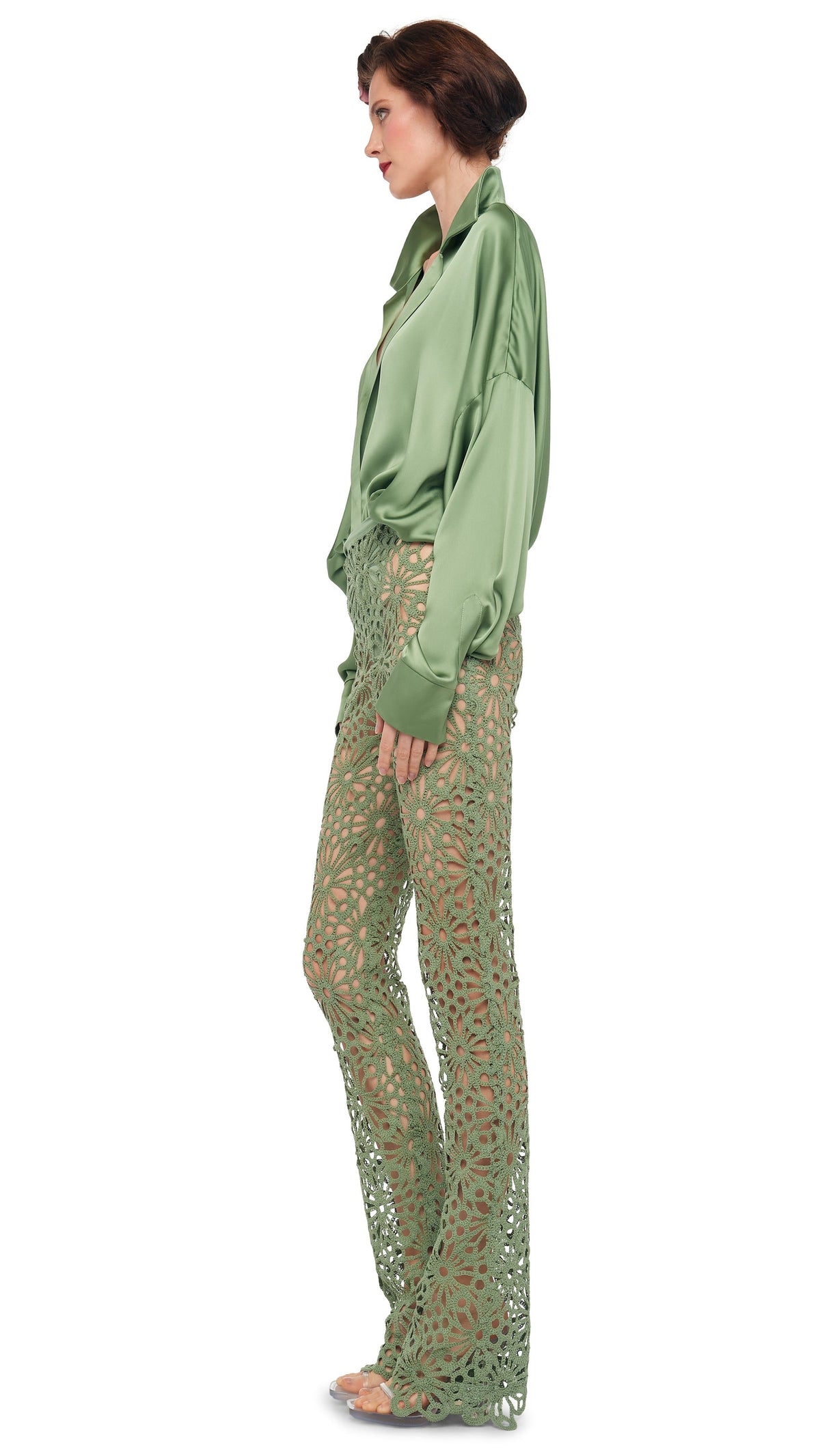 BOOT PANT W/O WAISTBAND Vintage Green | Norma Kamali Women