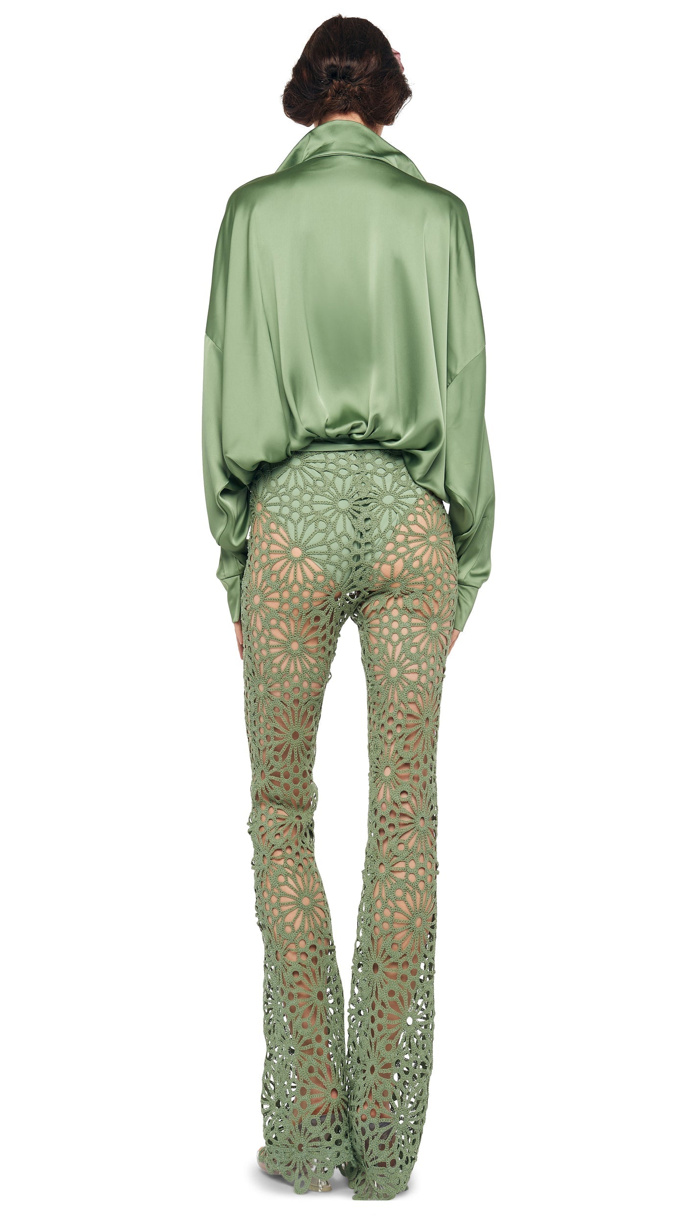 BOOT PANT W/O WAISTBAND Vintage Green | Norma Kamali Women
