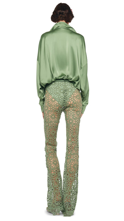 BOOT PANT W/O WAISTBAND Vintage Green | Norma Kamali Women