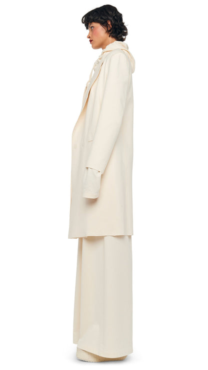 OS RAGLAN SLEEVE HOODED TOP Cream | Norma Kamali Women
