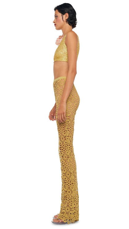 SLEEVELESS SLIM FIT CROPPED TOP Asparagus | Norma Kamali Women