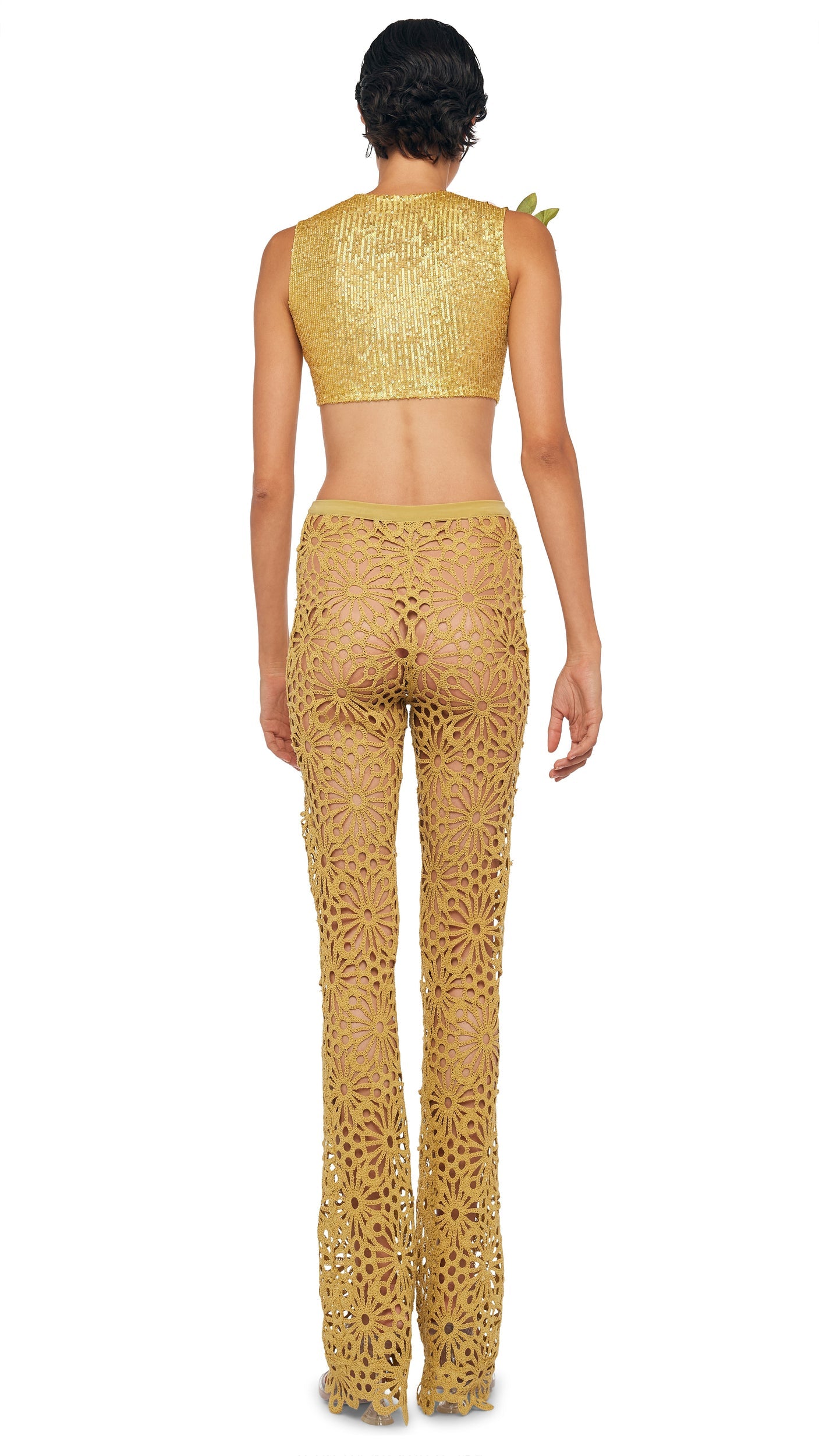 SLEEVELESS SLIM FIT CROPPED TOP Asparagus | Norma Kamali Women