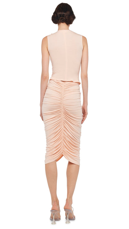 SLEEVELESS V NECK SHIRRED FRONT TOP Baby | Norma Kamali Women