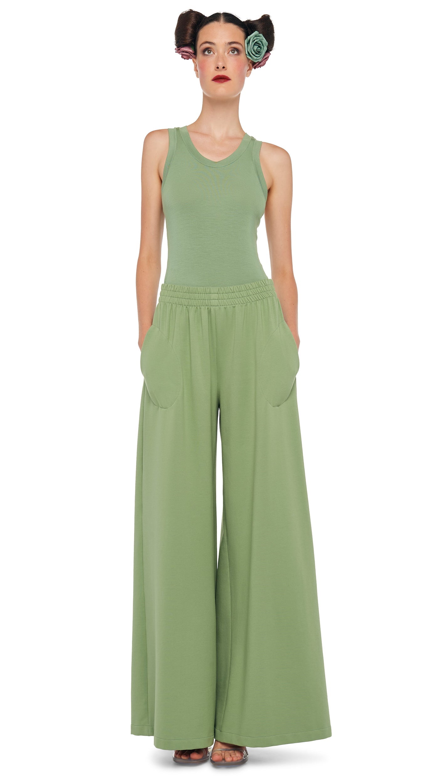 RACER TEE Vintage Green | Norma Kamali Women