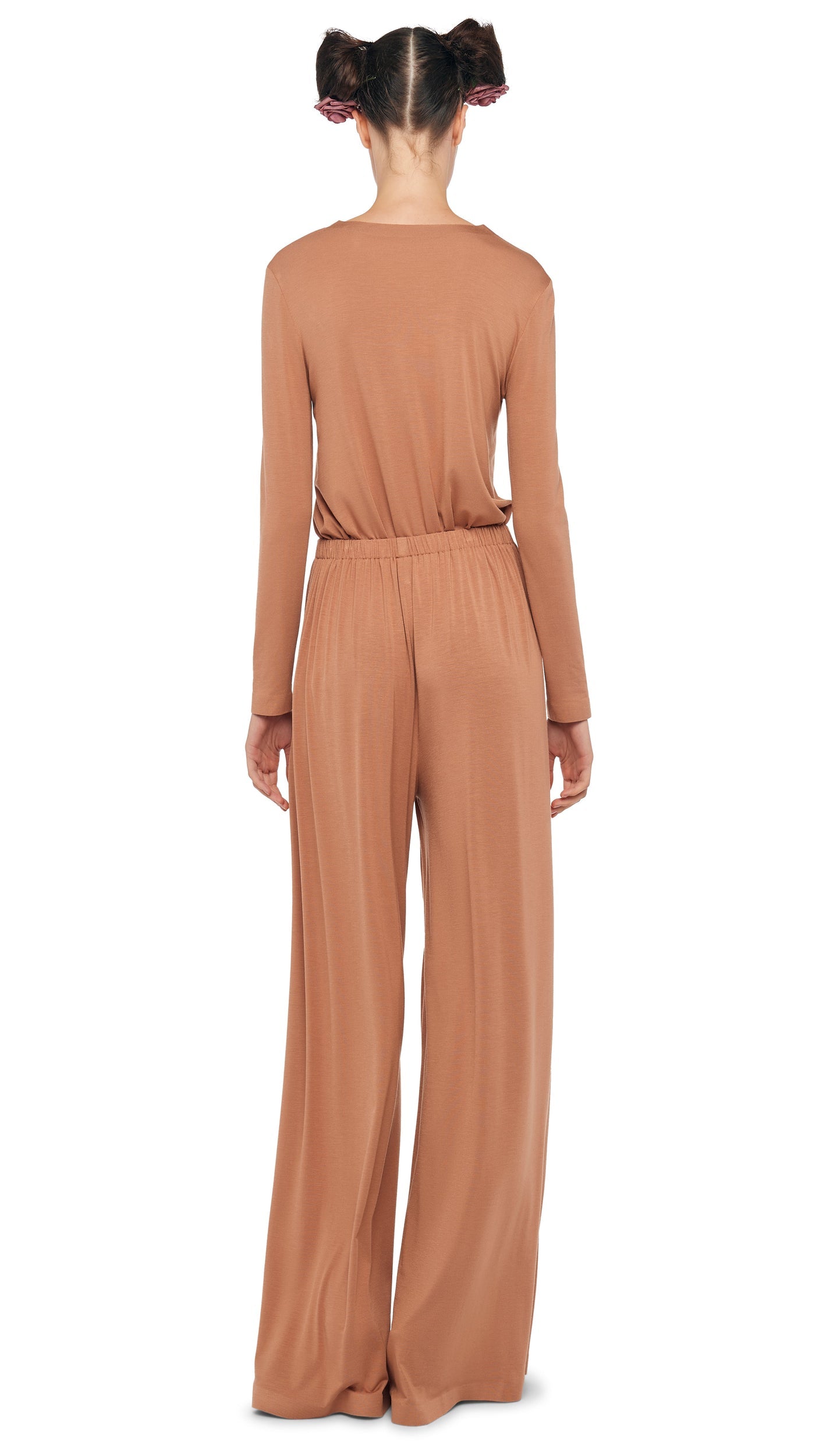 LONG SLEEVE CREW TOP Cappuccino | Norma Kamali Women