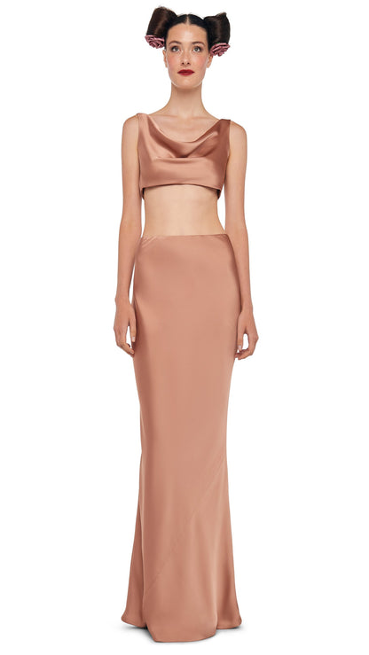 MARIA CROPPED TOP Cappuccino | Norma Kamali Women