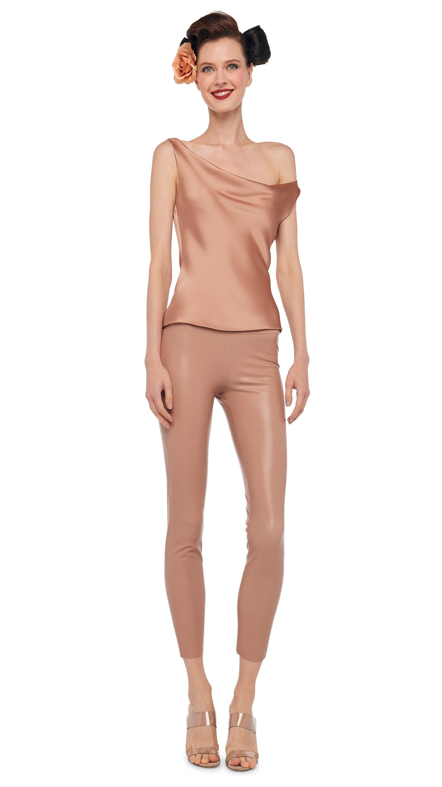 DROP SHOULDER MARIA TOP Cappuccino | Norma Kamali Women