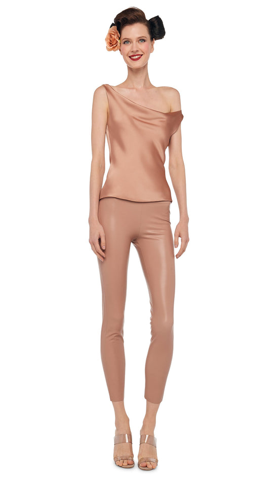 DROP SHOULDER MARIA TOP Cappuccino | Norma Kamali Women