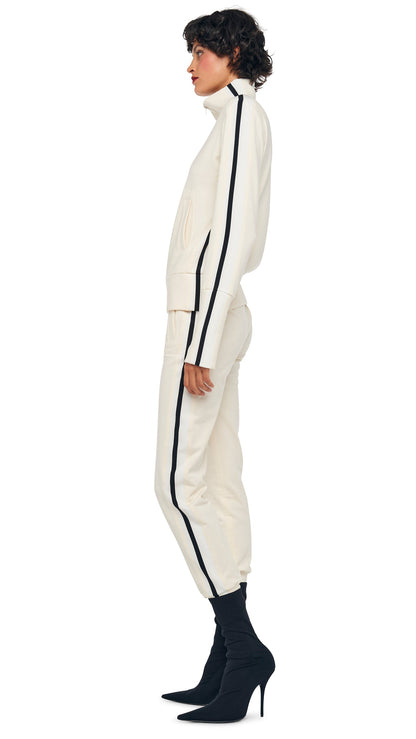SIDE STRIPE TURTLE JACKET Cream | Norma Kamali Women