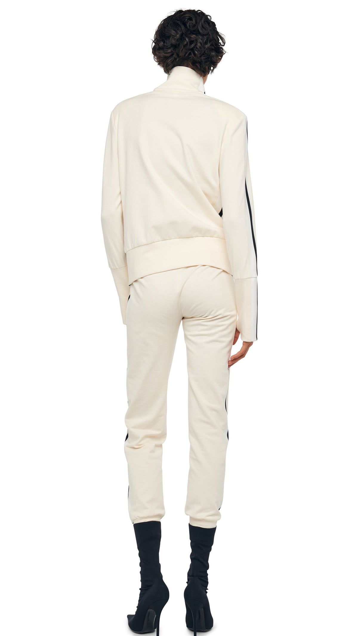 SIDE STRIPE TURTLE JACKET Cream | Norma Kamali Women