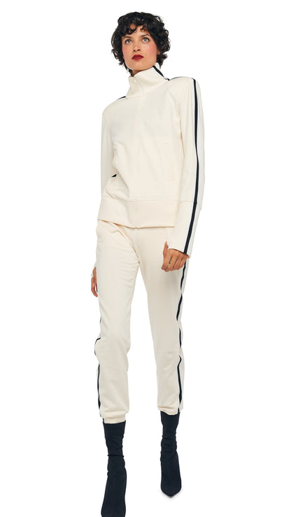SIDE STRIPE TURTLE JACKET Cream | Norma Kamali Women
