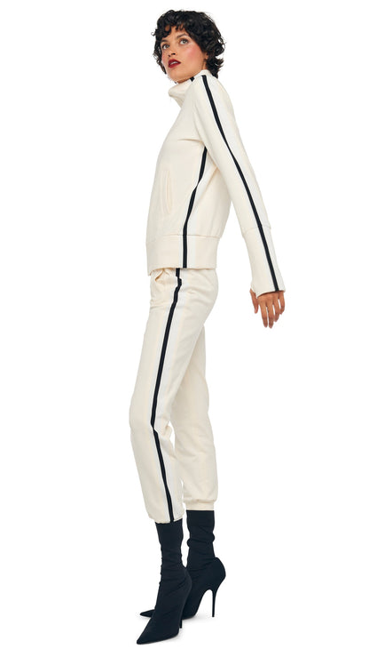 SIDE STRIPE TURTLE JACKET Cream | Norma Kamali Women
