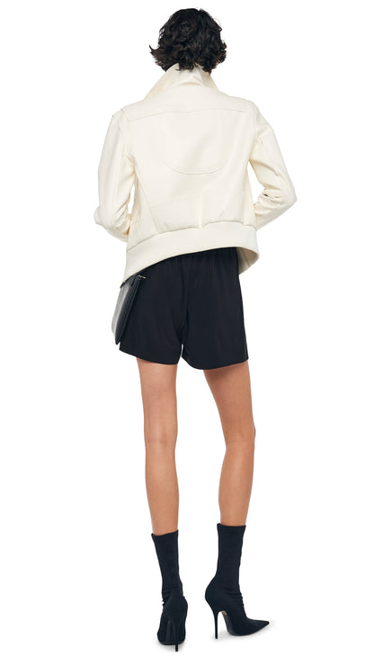MINI MOTO JACKET Cream | Norma Kamali Women