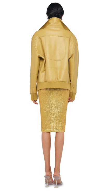 OVERSIZED MOTO JACKET Asparagus | Norma Kamali Women