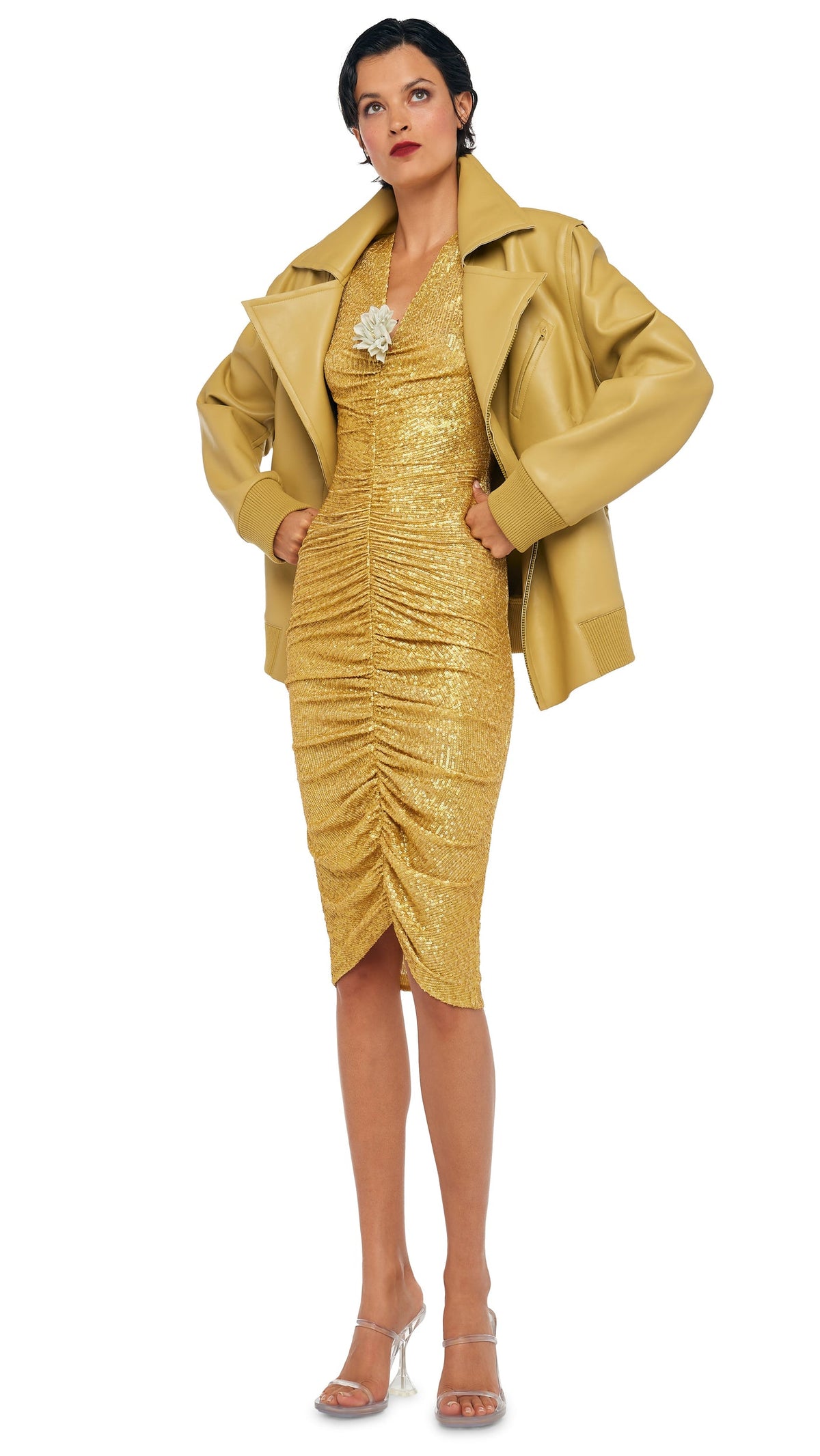 OVERSIZED MOTO JACKET Asparagus | Norma Kamali Women