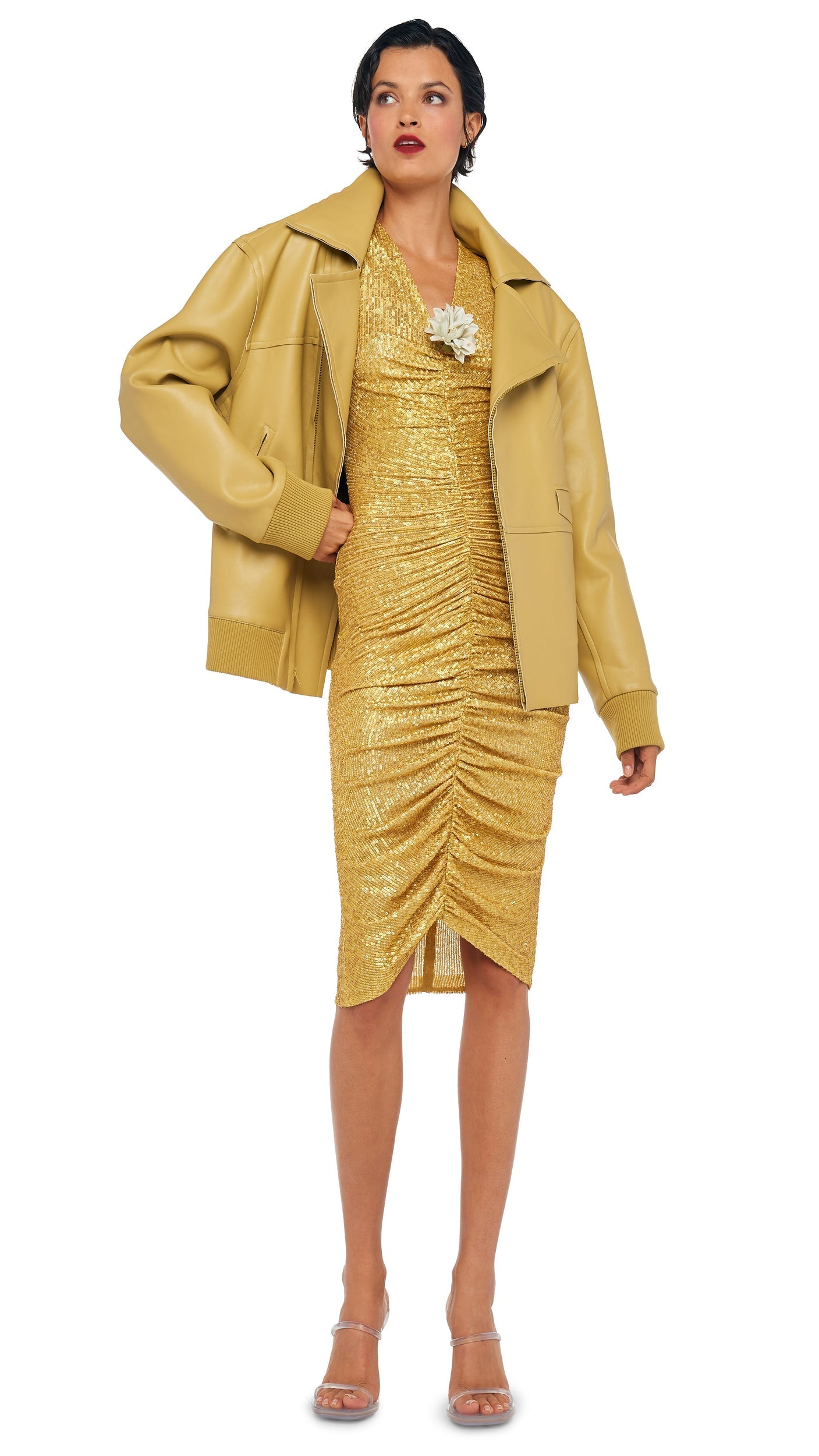 OVERSIZED MOTO JACKET Asparagus | Norma Kamali Women