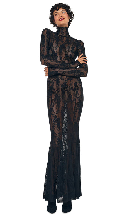 TURTLE FISHTAIL GOWN Black | Norma Kamali Women