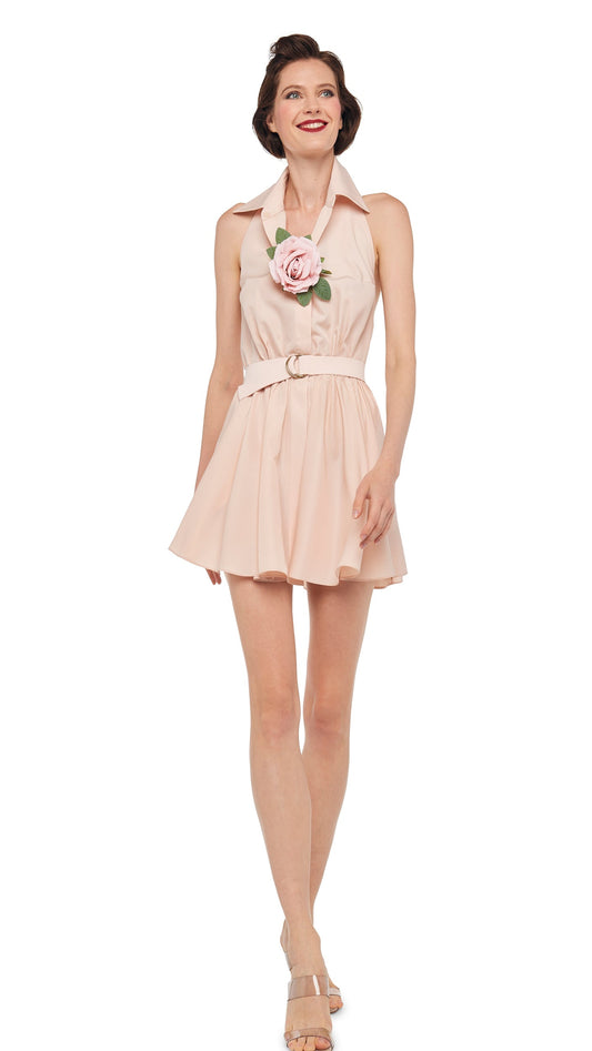 NK HALTER FLARED MINI DRESS Baby | Norma Kamali Women