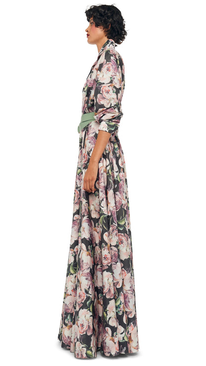 SUPER OS BF NK SHIRT FLARED GOWN Peony | Norma Kamali Women