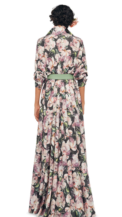 SUPER OS BF NK SHIRT FLARED GOWN Peony | Norma Kamali Women