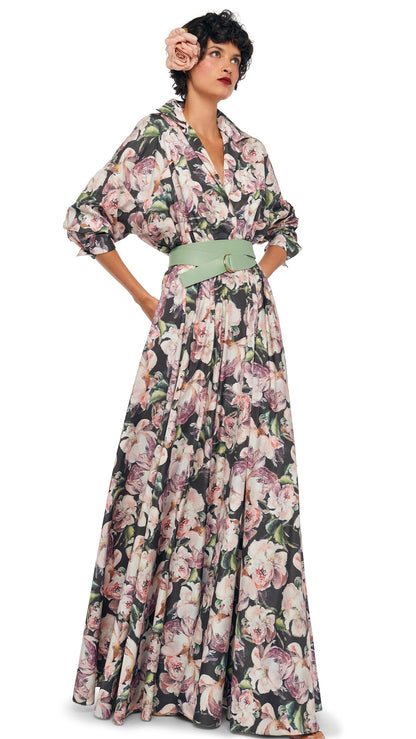 SUPER OS BF NK SHIRT FLARED GOWN Peony | Norma Kamali Women