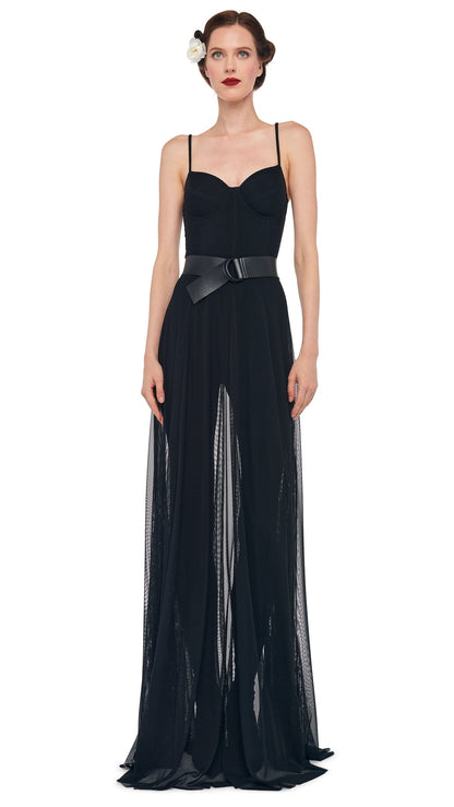 UNDERWIRE GOWN W/ CATSUIT Black | Norma Kamali Women