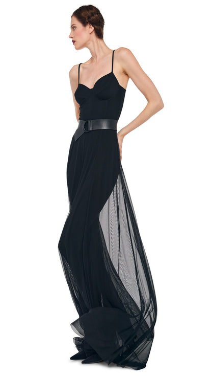UNDERWIRE GOWN W/ CATSUIT Black | Norma Kamali Women