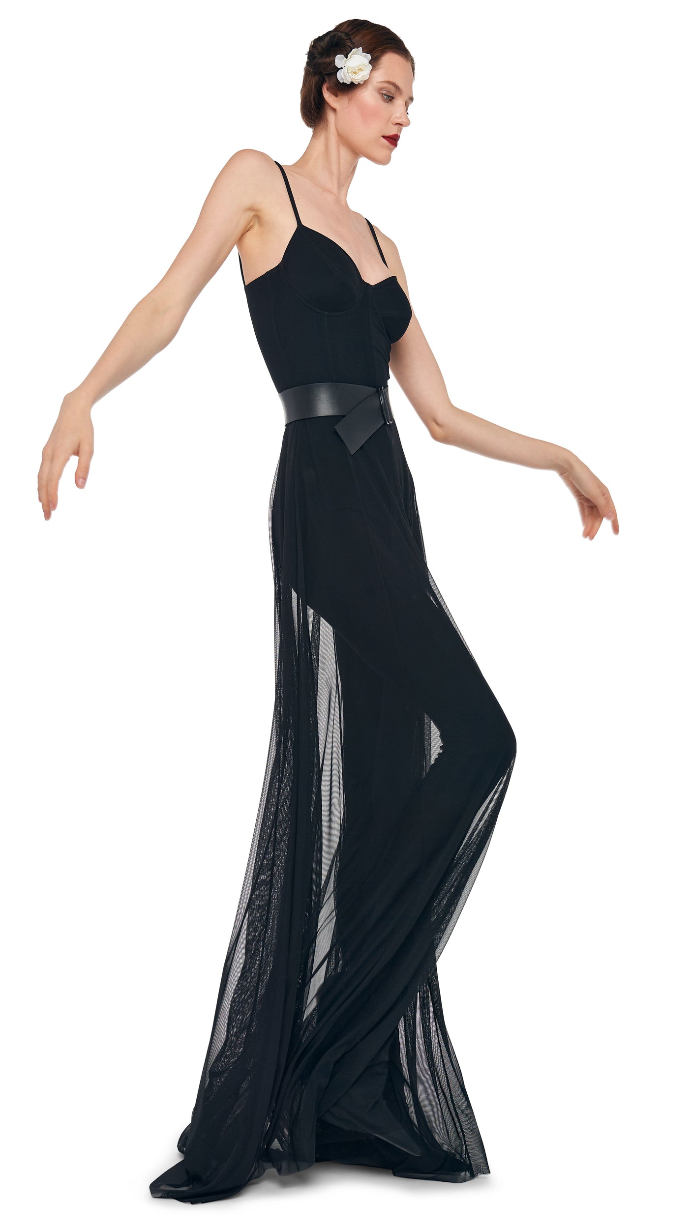 UNDERWIRE GOWN W/ CATSUIT Black | Norma Kamali Women
